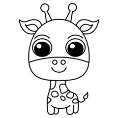 Cute giraffe cartoon coloring page illustration vector. For kids coloring book.