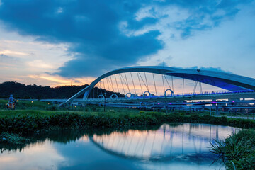 Sunset Twilight view of the Yangguang Bridge