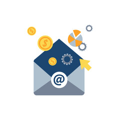 unique icons cover many categories including business, food, technology, finance, with flat design concept