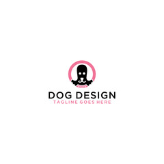 Cute dog head inside a circle logo vector icon illustration