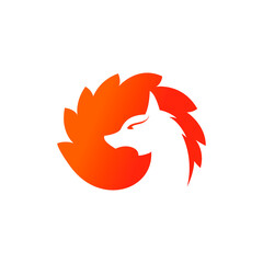 nine tail fox negative space effect logo or icon