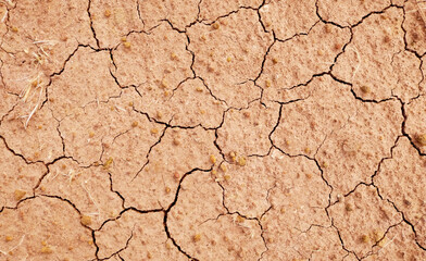 Cracked ground background in the top view for graphic design or wallpaper
