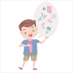 smart caucasian little boy speaking