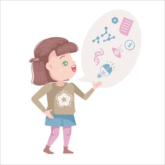 smart caucasian llittle girl speaking