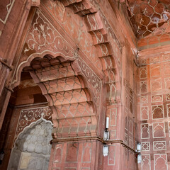 Architectural detail of Jama Masjid Mosque, Old Delhi, India, The spectacular architecture of the...