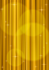 スポットライトが当たっている高級感のあるキラキラした金色のカーテンのイラスト背景素材_縦位置(ベクターあり)