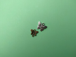 Pieces butterflies for Jewelry Making and Crafting, Bronze & Silver with copy and text space.