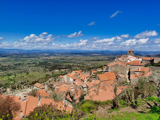Panorama on the beautifull historical village of Montsanto, Portugal.