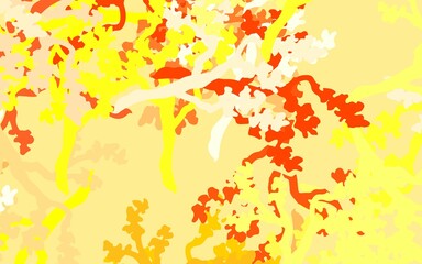 Light Red, Yellow vector abstract design with leaves, branches.