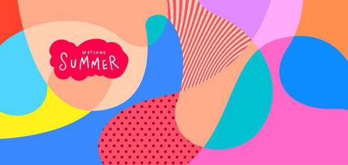 Colorful abstract curve and fluid background for summer banner