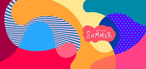 Colorful abstract curve and fluid background for summer banner