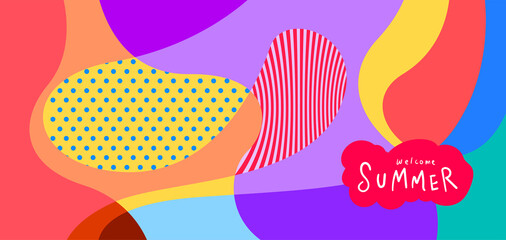 Colorful abstract curve and fluid background for summer banner