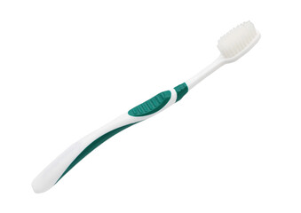 Green toothbrush isolated on white background