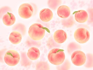 桃のイラストの背景素材