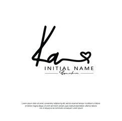 K A KA heart Initial letter handwriting and signature logo. Beauty vector initial logo .Fashion, boutique, floral and botanical	