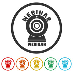 Webinar camera icon. Set icons colorful