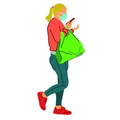 Woman shopping in times of quarantine