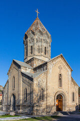 Fototapeta na wymiar View of the historic Saint Gregory The Illuminator Church in the town of Goris. Armenia