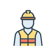 Color illustration icon for worker