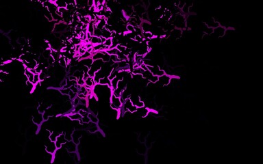 Dark Purple vector doodle pattern with branches, leaves.