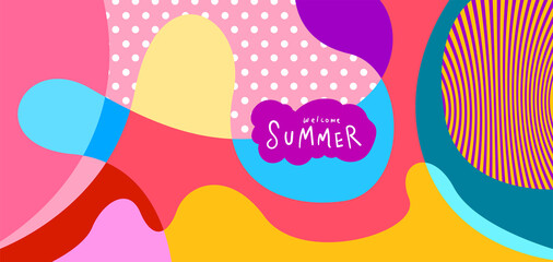 Colorful abstract curve and fluid background for summer banner