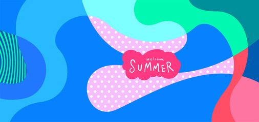 Colorful abstract curve and fluid background for summer banner