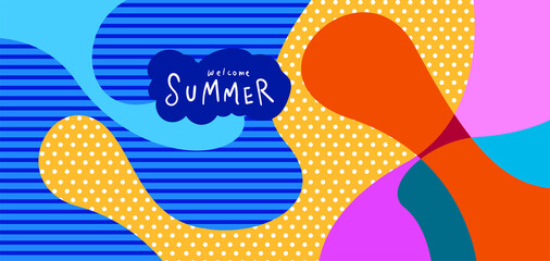 Naklejka premium Colorful abstract curve and fluid background for summer banner