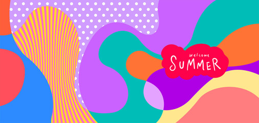Naklejka premium Colorful abstract curve and fluid background for summer banner