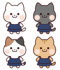 スクール水着（女の子）を着た猫