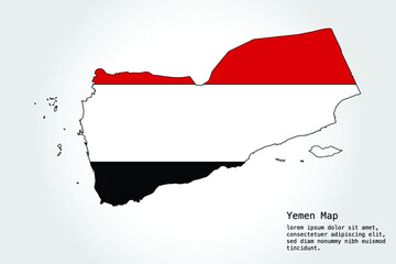 Fototapeta premium Yemen Map stripes. Vector illustration Color on White Backgound