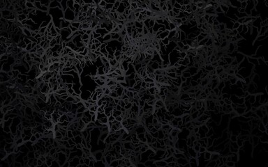 Dark Gray vector doodle texture with branches, leaves.