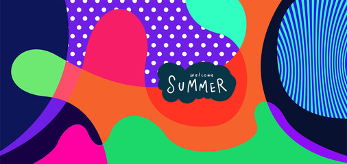 Colorful abstract curve and fluid background for summer banner