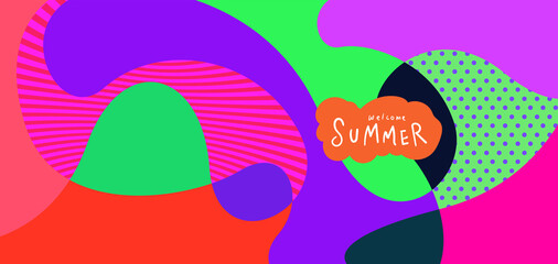 Colorful abstract curve and fluid background for summer banner