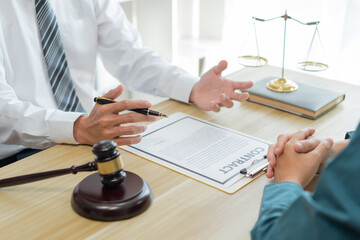 Law consultancy concept A male lawyer finding out some vague information on the contact and asking...