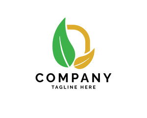 Letter O with leaf logo company