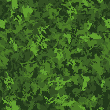 Vector camouflage seamless classic pattern. Abstract hunting military camo endless texture. Khaki green olive modern illustration