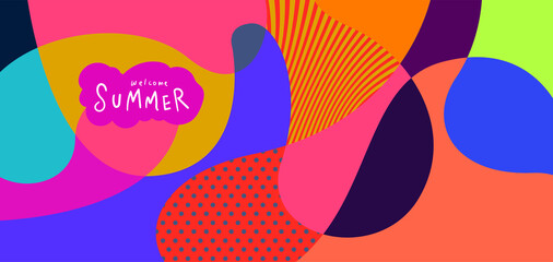 Colorful abstract curve and fluid background for summer banner