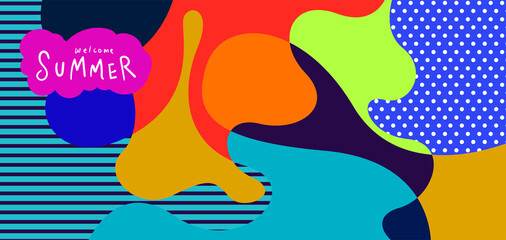 Colorful abstract curve and fluid background for summer banner