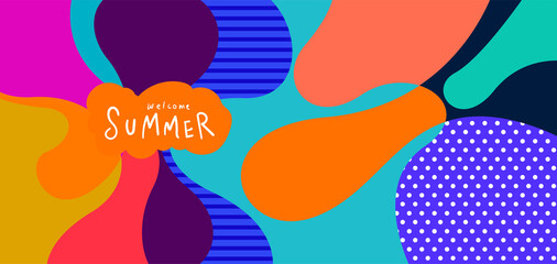 Colorful abstract curve and fluid background for summer banner