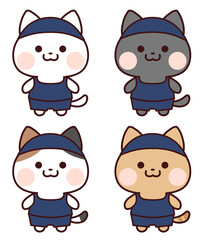 フィットネス水着と水泳帽を着た猫