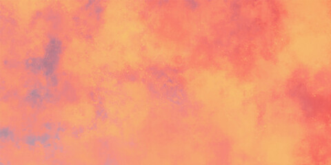 Beautiful sunrise or sunset colors in cloudy shapes, Colorful red orange and yellow background with watercolor and grunge texture design. Modern watercolor hand painted background. sunset sky