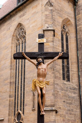 The Crucifixion - Jesus on the cross at the dome in Erfurt. Thuringia. Germany