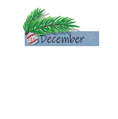december, winter, calendar, month, name of the month, diary, banner, christmas toy, snowballs, pine tree, spruce, pine branch, holiday, mood