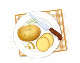 Potato vegetable and Potato Slices vector illustration