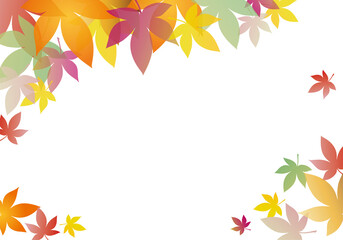 紅葉の背景フレーム（背景白）