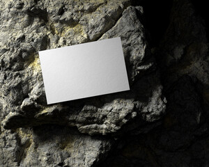 White plain empty business card on rock 