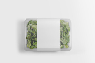 White plain empty paper label on plastic clear food container on isolated background