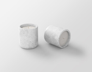 Two plain ceramic candle container on isolated background