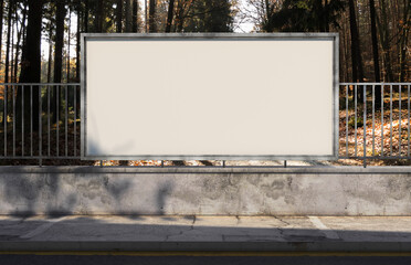 3D blank empty outdoor road side advertising rectangular billboard signage branding template