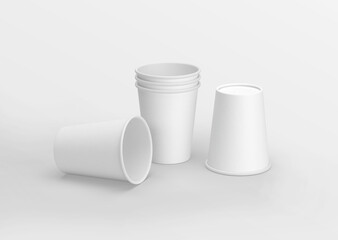 White plain blank coffee cups branding template  on isolated background